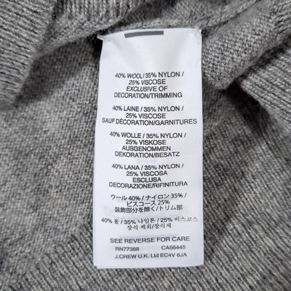 J. Crew Grey Wool Opal-Embellished Sweater
